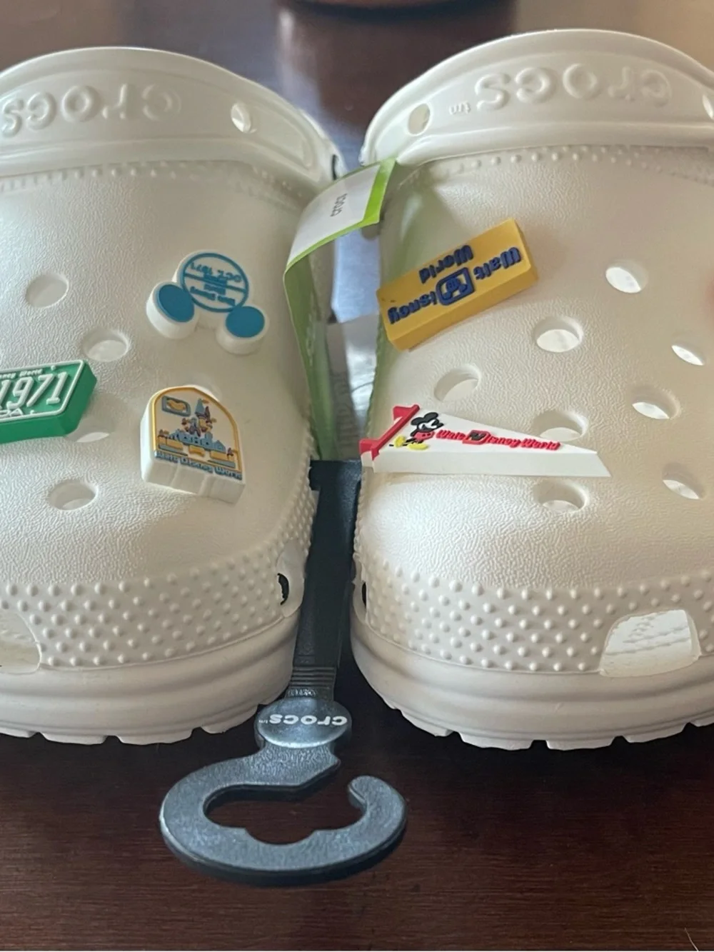 Disney World Vault Collection CROCS White Clogs with Colorful Jibbitz Charms - Picture 1 of 2